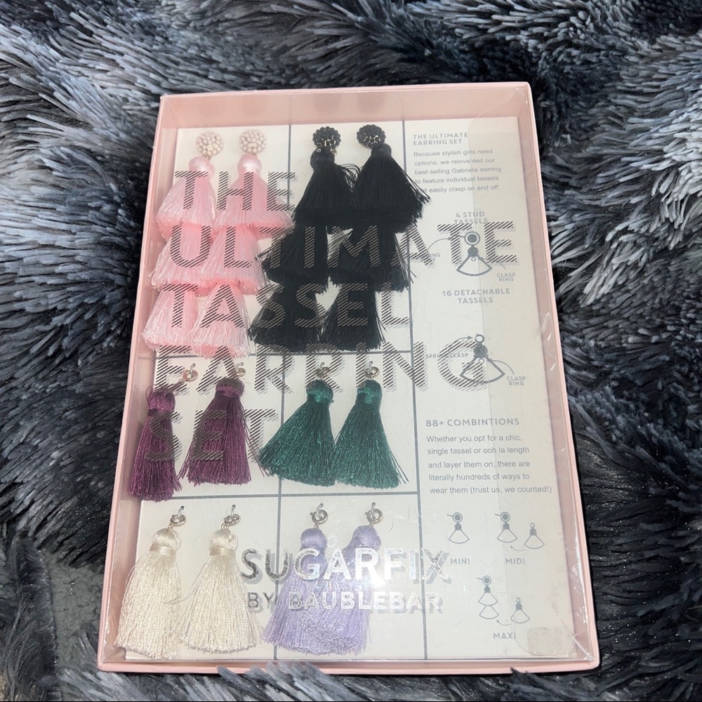 SugarFix BaubleBar Ultimate Tassel Earring Set in Box